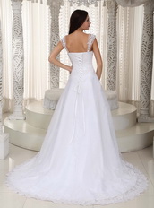 Gorgeous Cap Straps Sale Wedding Dress Decorate With Lace Low Price