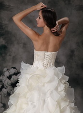 Beautiful Strapless Ruffled Puffy Ivory Wedding Dress Low Price