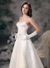 Ivory and Champagne Sweetheart Wedding Bridal Gown Puffy Low Price