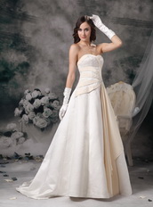 Ivory and Champagne Sweetheart Wedding Bridal Gown Puffy Low Price