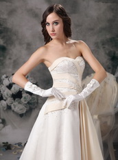 Ivory and Champagne Sweetheart Wedding Bridal Gown Puffy Low Price