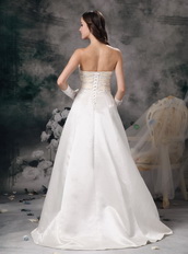 Ivory and Champagne Sweetheart Wedding Bridal Gown Puffy Low Price