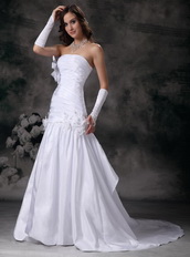 Beautiful Strapless Aline Skirt Wedding Dress With Court Train Low Price