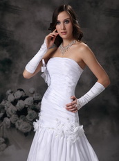 Beautiful Strapless Aline Skirt Wedding Dress With Court Train Low Price