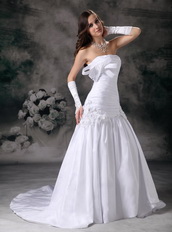 Beautiful Strapless Aline Skirt Wedding Dress With Court Train Low Price