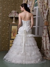 Lace Fashionable Ruffled Layers Discount Wedding Dress For Sale Low Price