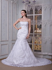 Strapless Button Back Lace Mermaid Boutiques Wedding Dress Perfect Low Price