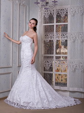 Strapless Button Back Lace Mermaid Boutiques Wedding Dress Perfect Low Price