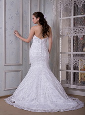 Strapless Button Back Lace Mermaid Boutiques Wedding Dress Perfect Low Price