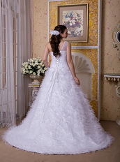 One Shoulder Puffy Affordable Bridal Dress Sample Sale Low Price