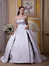 Strapless Chapel Train Embroidery Wedding Ball Gown Cheap Low Price