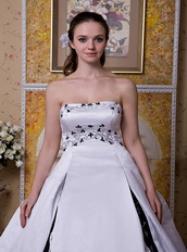 Strapless Chapel Train Embroidery Wedding Ball Gown Cheap Low Price