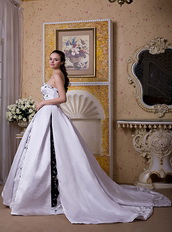 Strapless Chapel Train Embroidery Wedding Ball Gown Cheap Low Price