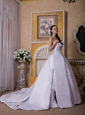 Strapless Chapel Train Embroidery Wedding Ball Gown Cheap Low Price