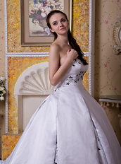 Strapless Chapel Train Embroidery Wedding Ball Gown Cheap Low Price