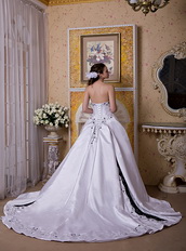 Strapless Chapel Train Embroidery Wedding Ball Gown Cheap Low Price