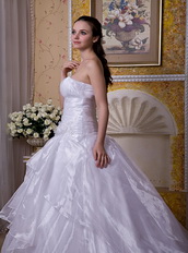 Simple Strapless A-line White Organza Wedding Dress For You Low Price