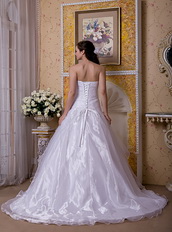 Simple Strapless A-line White Organza Wedding Dress For You Low Price