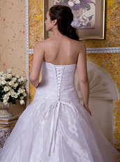 Simple Strapless A-line White Organza Wedding Dress For You Low Price
