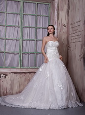 Appliqued Destination Wedding Bridal Gowns With Sweetheart Neck Low Price