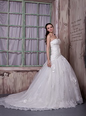 Appliqued Destination Wedding Bridal Gowns With Sweetheart Neck Low Price