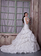 Bubble Details Skirt One Shoulder Luxurious Wedding Dress Off-White Low Price