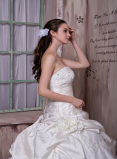 Gorgeous Strapless Chapel Train Off White Western Wedding Dress Low Price