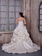 Gorgeous Strapless Chapel Train Off White Western Wedding Dress Low Price