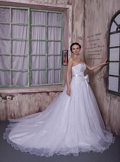 Sweetheart Chapel Train A-line Wedding Dress With Belt Decorate Low Price