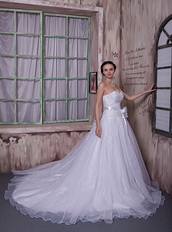 Sweetheart Chapel Train A-line Wedding Dress With Belt Decorate Low Price