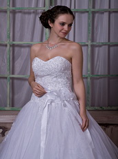 Sweetheart Chapel Train A-line Wedding Dress With Belt Decorate Low Price