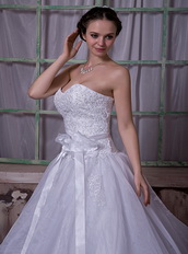 Sweetheart Chapel Train A-line Wedding Dress With Belt Decorate Low Price