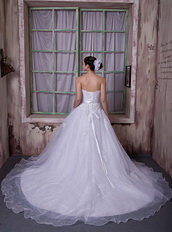 Sweetheart Chapel Train A-line Wedding Dress With Belt Decorate Low Price