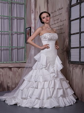 Best Seller Strapless Ruffled Layers Skirt Wedding Dress Manufacturer Low Price