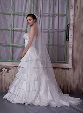 Best Seller Strapless Ruffled Layers Skirt Wedding Dress Manufacturer Low Price