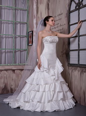 Best Seller Strapless Ruffled Layers Skirt Wedding Dress Manufacturer Low Price