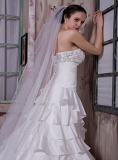 Best Seller Strapless Ruffled Layers Skirt Wedding Dress Manufacturer Low Price