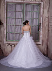 Simple Strapless Chapel Train Puffy Wedding Dress Made By Net Low Price