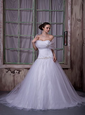 Elegant Strapless Chapel Train Princess Wedding Bridal Dress Puffy Low Price