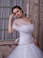 Elegant Strapless Chapel Train Princess Wedding Bridal Dress Puffy Low Price