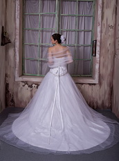 Elegant Strapless Chapel Train Princess Wedding Bridal Dress Puffy Low Price