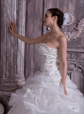 Best Sell Stapless Chapel Train Organza Pick-ups Bubble Bridal Gown Low Price