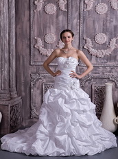 Sweet Stapless Court Train Bride Bridal Dress With Taffeta Bubble Skirt Low Price