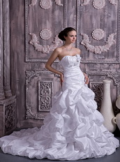 Sweet Stapless Court Train Bride Bridal Dress With Taffeta Bubble Skirt Low Price