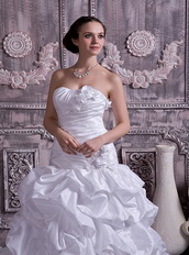 Sweet Stapless Court Train Bride Bridal Dress With Taffeta Bubble Skirt Low Price