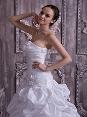 Sweet Stapless Court Train Bride Bridal Dress With Taffeta Bubble Skirt Low Price