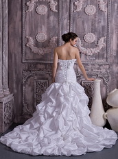 Sweet Stapless Court Train Bride Bridal Dress With Taffeta Bubble Skirt Low Price