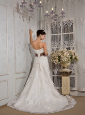 Beautiful Strapless Court Train Belt Wedding Dress With Applique Low Price