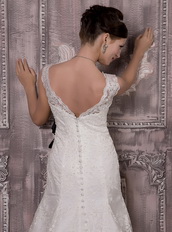 Gorgeous Lace Wedding Dress With Black Flowers Sash Low Price