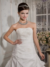 Strapless Court Train Taffeta Wedding Dress For 2014 Bride Low Price